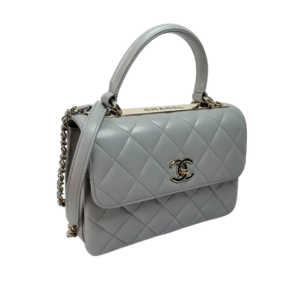 Chanel Trendy CC Top Handle Tasche Lammleder hellgrau Fullset / sehr gut Chanel