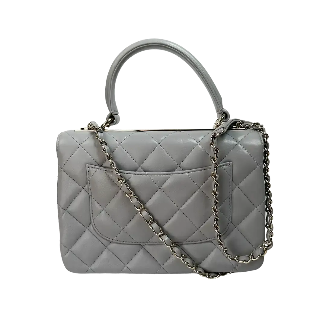 Chanel Trendy CC Top Handle Tasche Lammleder hellgrau Fullset / sehr gut Chanel