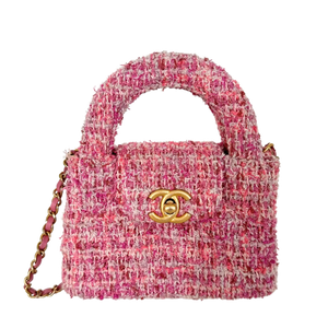Chanel Tweed Nano Kelly Shopper roze