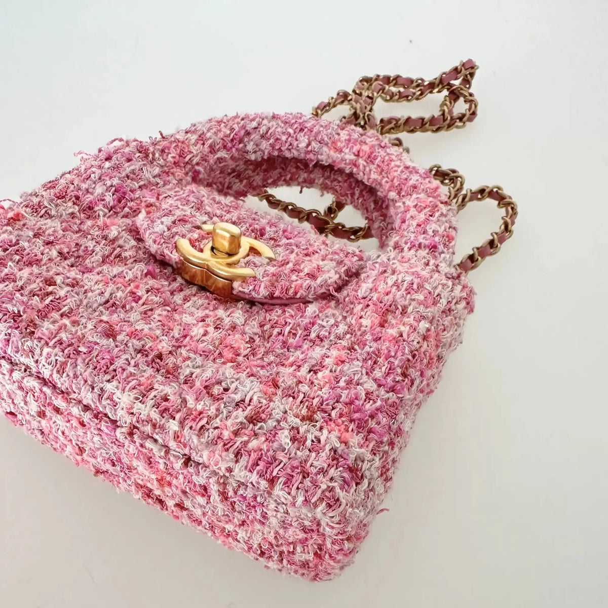 Chanel Tweed Nano Kelly Shopper pink / sehr gut Chanel