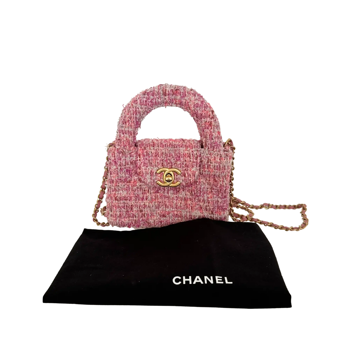 Chanel Tweed Nano Kelly Shopper pink / sehr gut Chanel