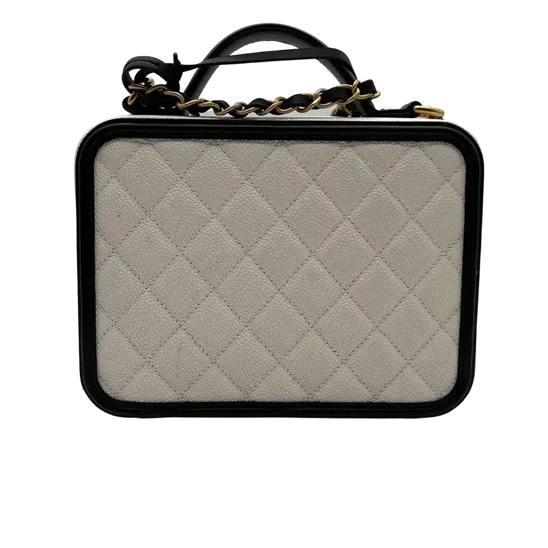 Chanel Vanity Case Bag CC Kaviar Leder schwarz weiß / ungetragen Chanel