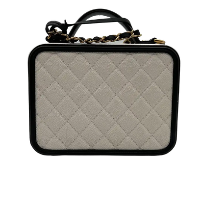 Chanel Vanity Case Bag CC Kaviar Leder schwarz weiß / ungetragen Chanel