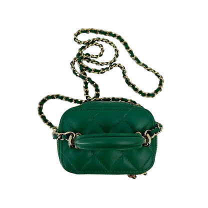 Chanel Vanity Case Top Handle Mini Lammleder grün / sehr gut Chanel