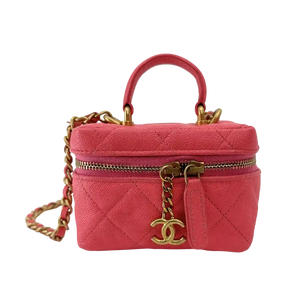 Chanel Vanity Roze Micro Tas Kaviaarleer Roze