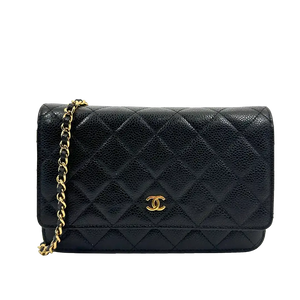 Chanel Wallet on Chain Bag Kaviaar Leer zwart goudkleurige hardware