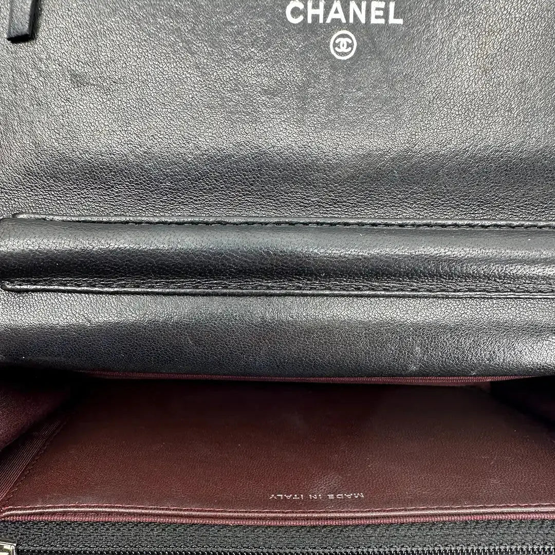 Chanel Wallet on Chain Bag Lammleder Leder schwarz silberne Hardware / gut Chanel