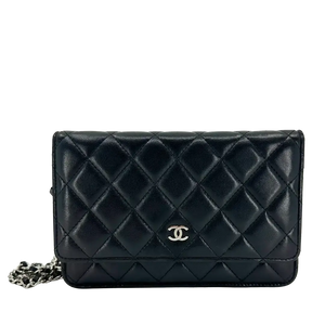 Chanel Wallet on Chain Bag Lamsleer Leer zwart zilverkleurige hardware