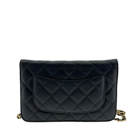 Chanel Wallet on Chain Bag Lammleder schwarz goldene Hardware / sehr gut Chanel