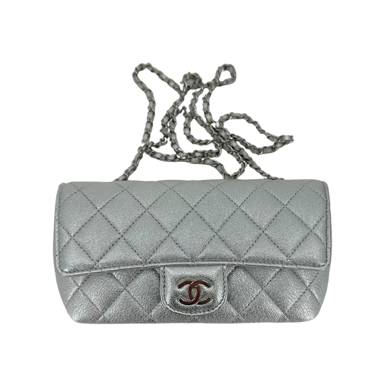 Chanel Wallet on Chain silberfarben mit Metallic-Effekt limitiert / ungetragen Chanel
