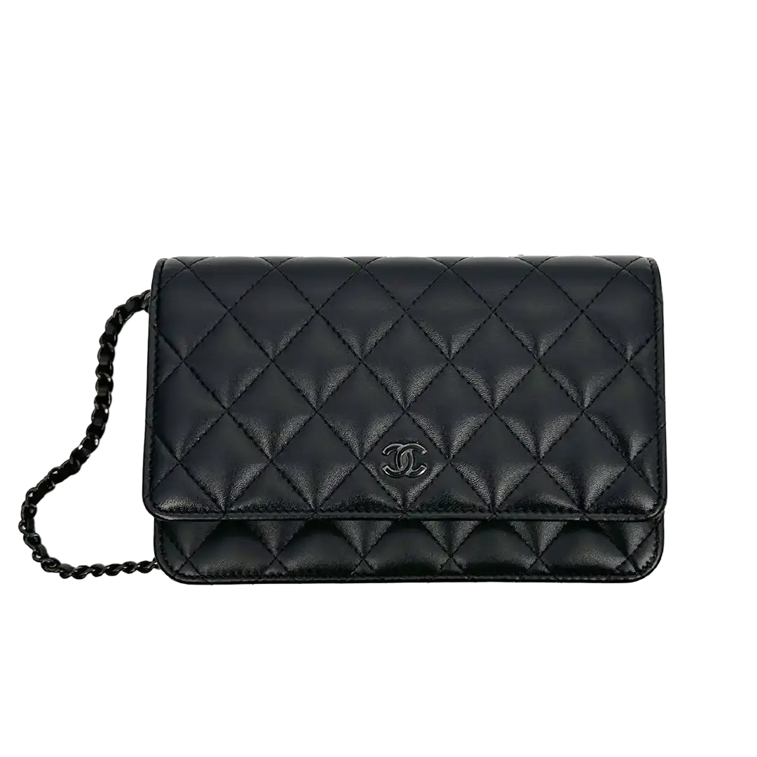 Chanel Wallet on Chain so black Edition Fullset Hardware verklebt / ungetragen Chanel