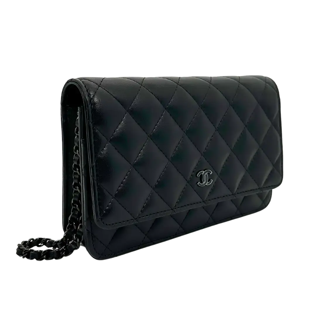 Chanel Wallet on Chain so black Edition Fullset Hardware verklebt / ungetragen Chanel