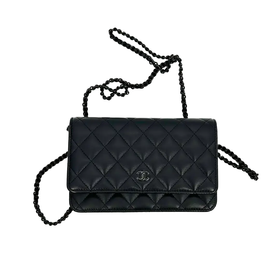 Chanel Wallet on Chain so black Edition Fullset Hardware verklebt / ungetragen Chanel