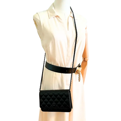 Chanel Wallet on Chain so black Edition Fullset Hardware verklebt / ungetragen Chanel