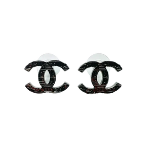 Chanel klassieke CC oorbellen zilver