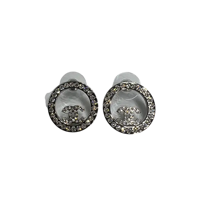 Chanel klassiche CC Ohrringe silber/kristall Fullset / neu Chanel