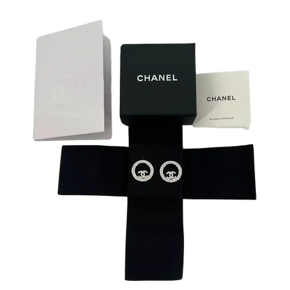 Chanel klassiche CC Ohrringe silber/kristall Fullset / neu Chanel