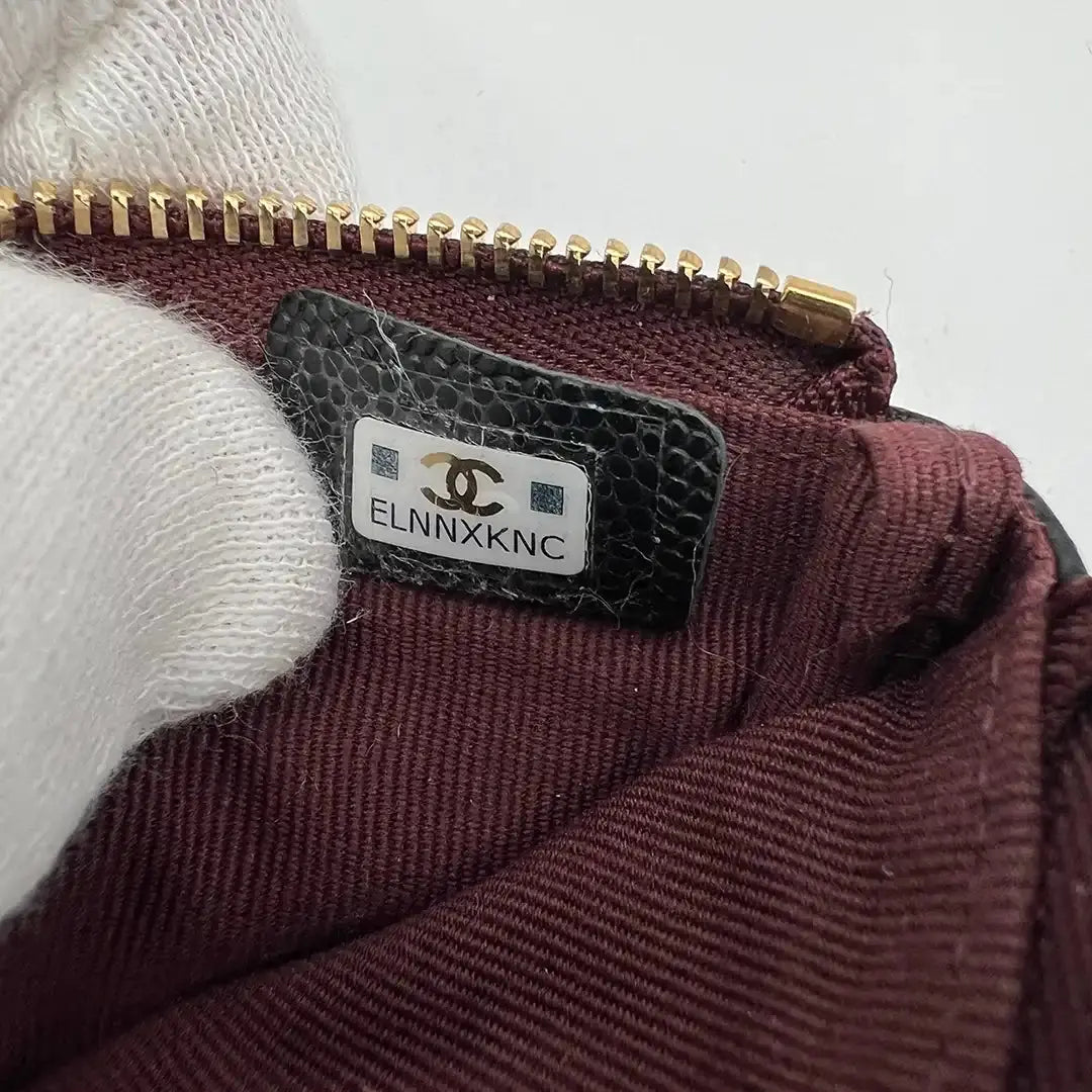 Chanel kleine Geldbörse CC Kaviar Leder schwarz / neuwertig Chanel