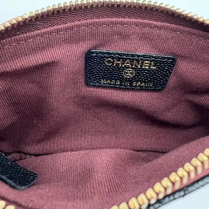 Chanel kleine Geldbörse CC Kaviar Leder schwarz / neuwertig Chanel
