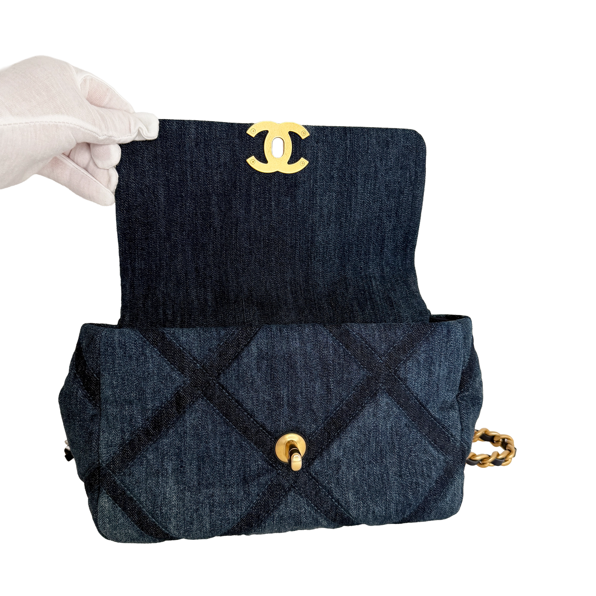 Chanel 19 Flap Bag Small Tasche Denim blau Chip / sehr gut Chanel
