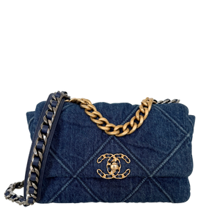 Chanel 19 Flap Bag Small Tas blauw denim