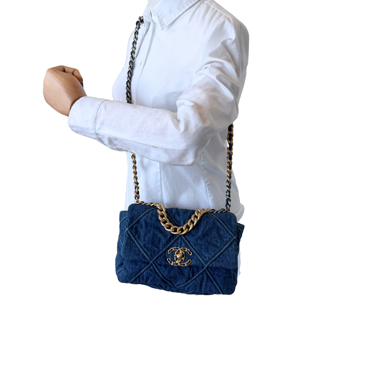 Chanel 19 Flap Bag Small Tasche Denim blau Fullset / sehr gut Chanel