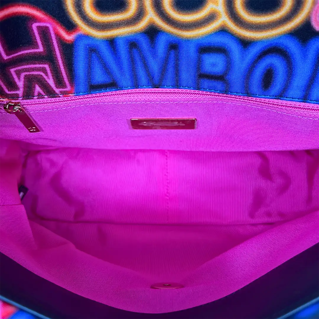 Chanel 19 große Tasche Flap Bag Stoff mehrfarbig Neon Graffiti / sehr gut Chanel