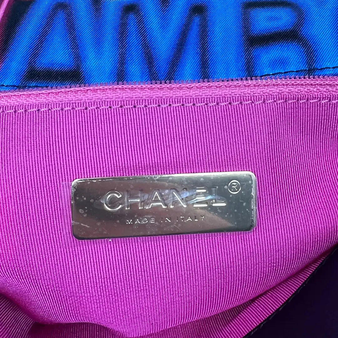 Chanel 19 große Tasche Flap Bag Stoff mehrfarbig Neon Graffiti / sehr gut Chanel