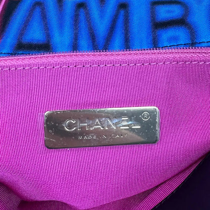 Chanel 19 große Tasche Flap Bag Stoff mehrfarbig Neon Graffiti / sehr gut Chanel