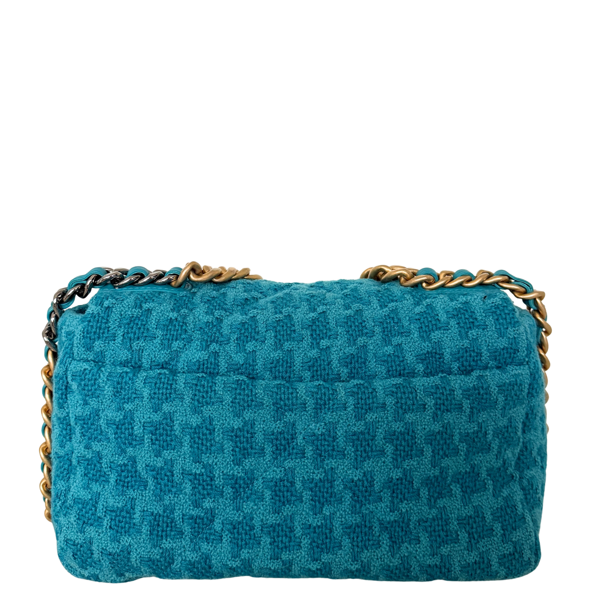 Chanel 19 Schultertasche Tweed Blau Fullset / neuwertig Chanel