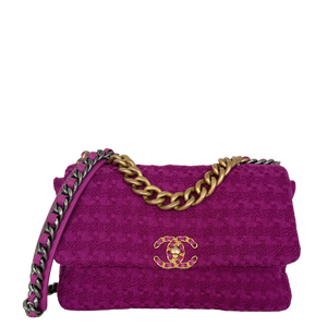 Chanel 19 Flap Bag Tweed Medium paars