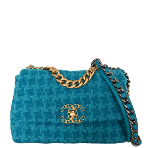Chanel 19 Schoudertas Tweed Blauw