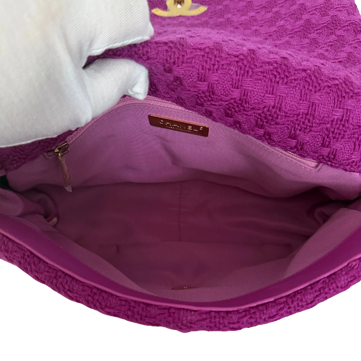 Chanel 19 Flap Bag Tweed Medium lila / neuwertig Chanel