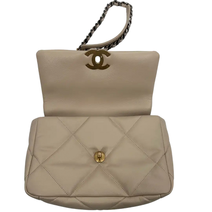 Chanel 19 Flap Bag Small Tasche Lammleder beige /  neuwertig Chanel