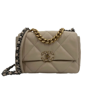 Chanel 19 Flap Bag Small Tasche Lammleder beige