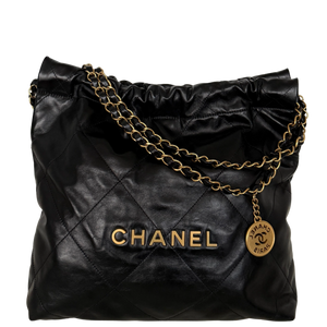 Chanel 22 Small Hobo Bag Zwart goudkleurige hardware
