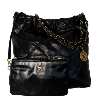 Chanel 22 kleine Hobo Bag Schwarz goldene Hardware Fullset / sehr gut Chanel
