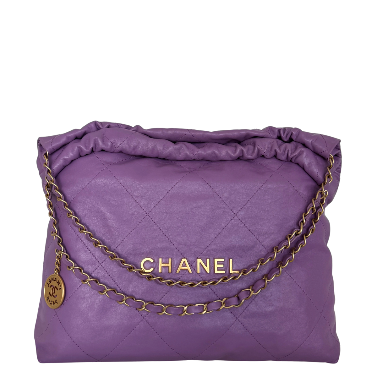 Chanel 22 mittelgroße Hobo Bag aus Kalbsleder Flieder goldene Hardware / sehr gut Chanel