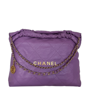 Chanel 22 kleine Hobo Bag aus Kalbsleder Flieder goldene Hardware