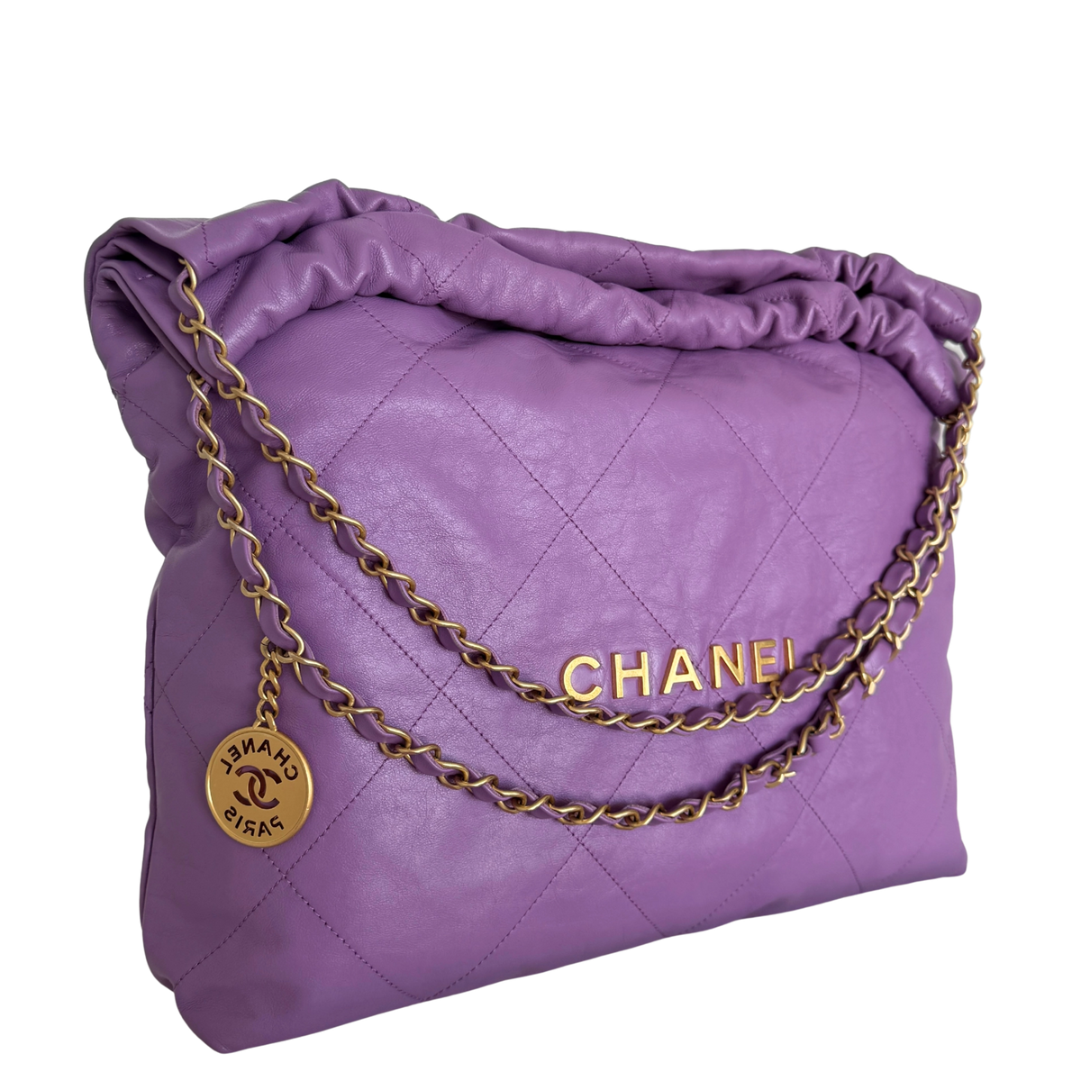 Chanel 22 mittelgroße Hobo Bag aus Kalbsleder Flieder goldene Hardware / sehr gut Chanel