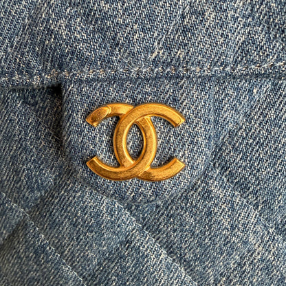Chanel 25 Medium Handbag Washed Denim Blau Gold Hobo Tasche Chanel