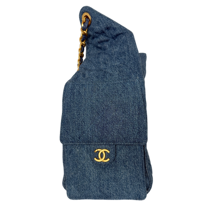 Chanel 25 Medium Handbag Washed Denim Blau Gold Hobo Tasche Chanel