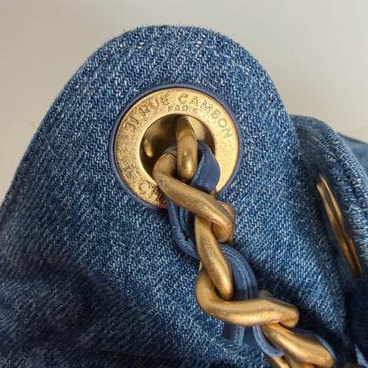 Chanel 25 Medium Handbag Washed Denim Blau Gold Hobo Tasche Chanel