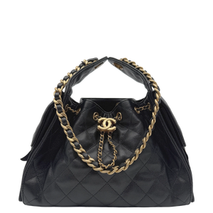 Chanel 25 Kleine Tasche Kaviarleder Schwarz Hardware Gold gealtert