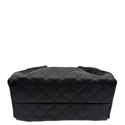 Chanel 25 Kleine Tasche Kaviarleder Schwarz Hardware Gold gealtert – Ansicht 5