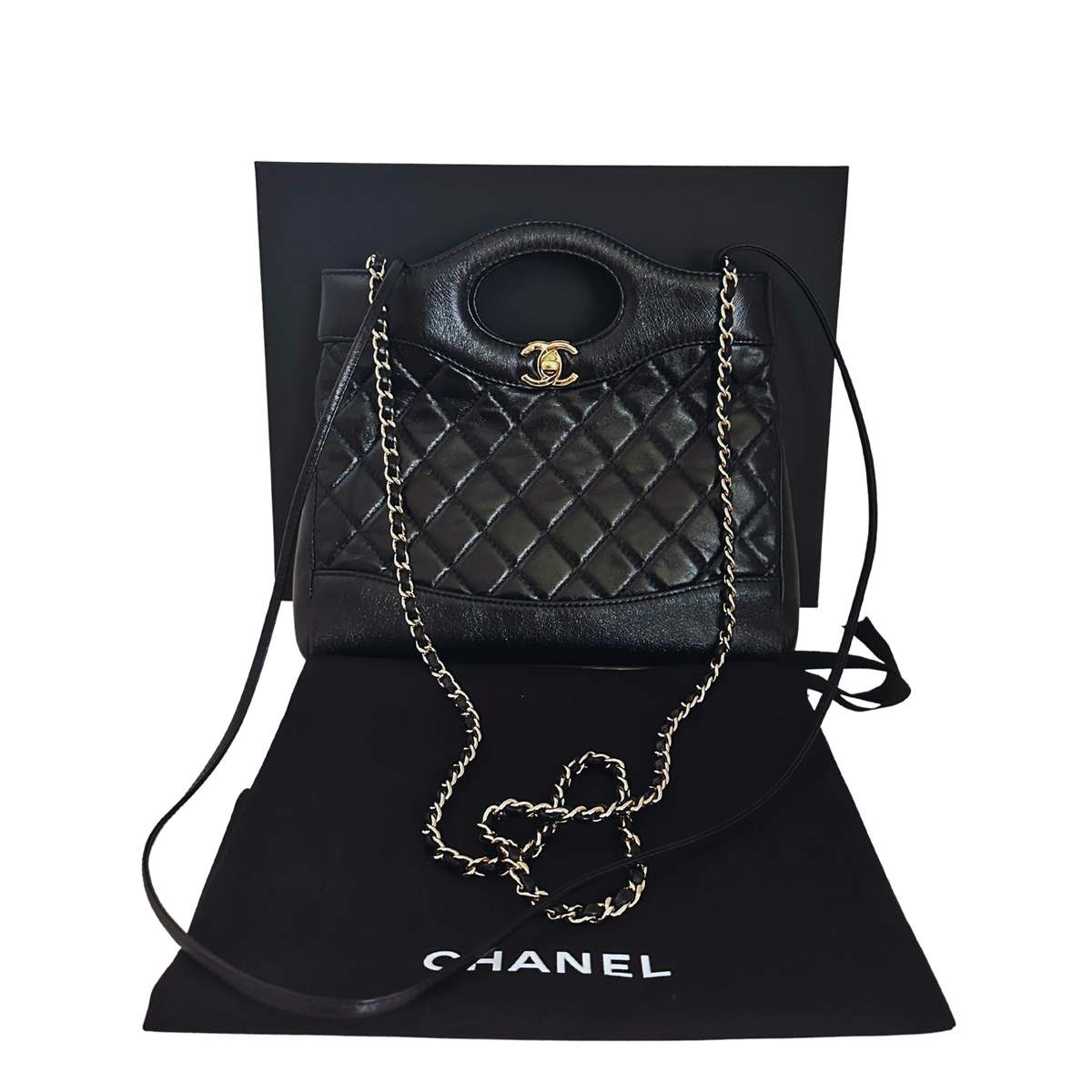 Chanel 31 Mini Shopper glänzendes Lammleder goldene Hardware / sehr gut Chanel