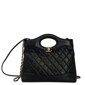 Chanel 31 Mini Shopper glanzend lamsleer goudkleurige hardware