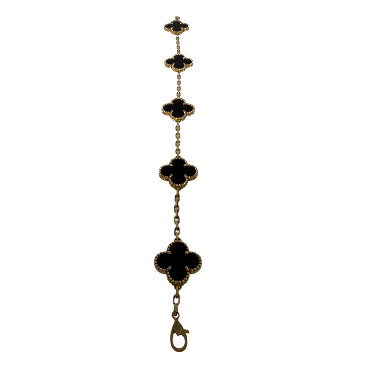 Van Cleef Vintage Alhambra 5 Motive 18 Karat Gelbgold, Onyx Fullset / sehr gut Van Cleef & Arpels