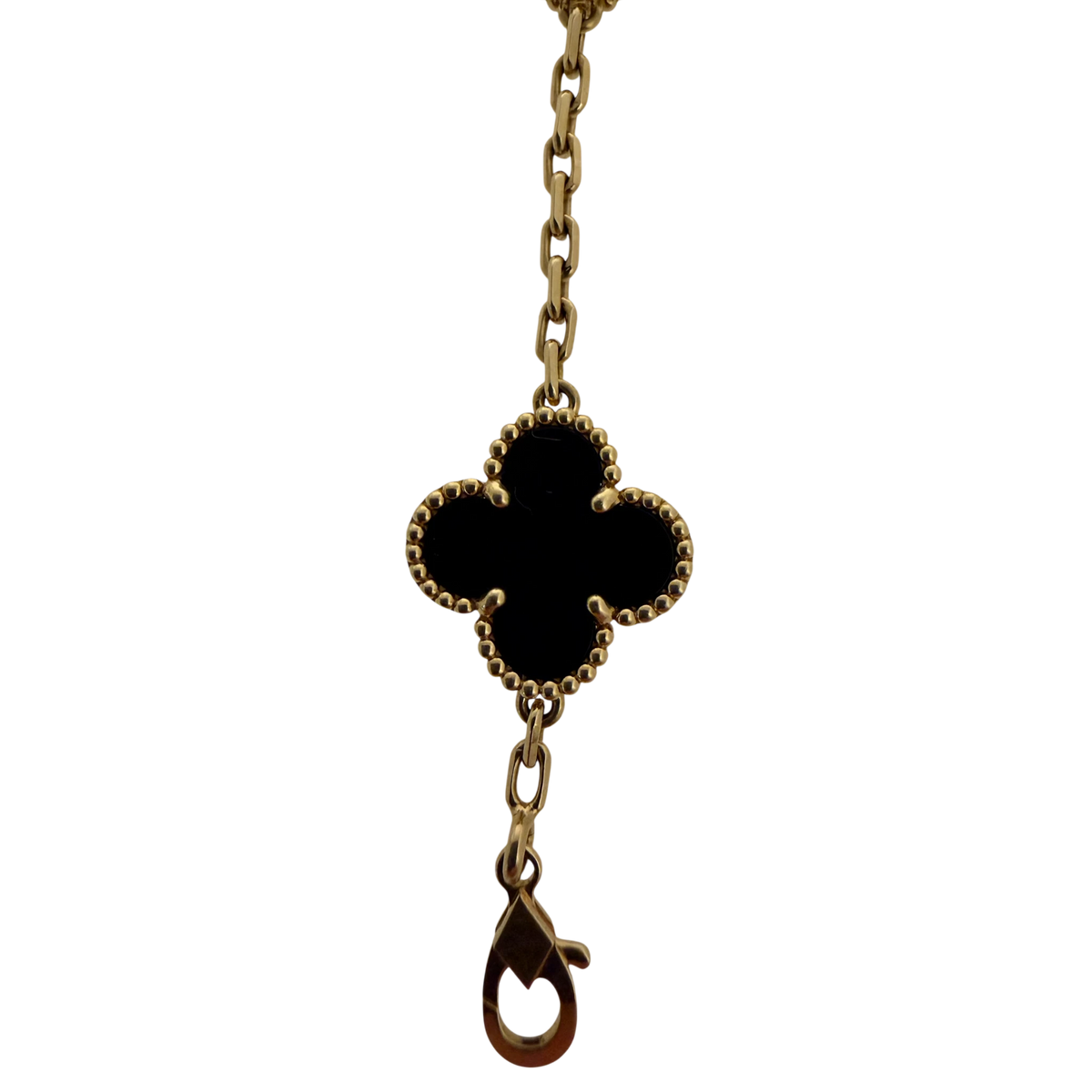Van Cleef Vintage Alhambra 5 Motive 18 Karat Gelbgold, Onyx Fullset / sehr gut Van Cleef & Arpels