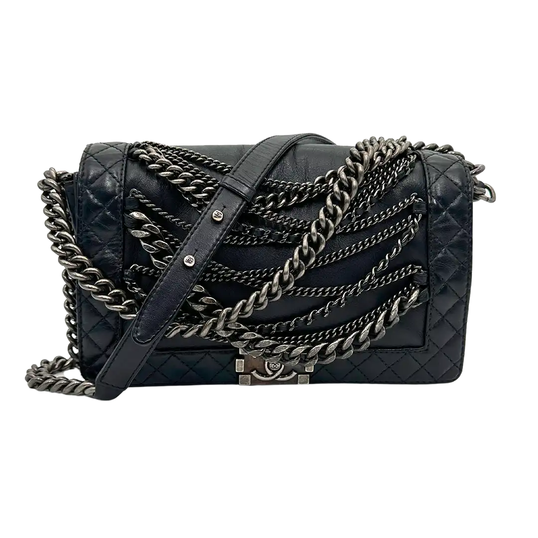 Chanel Boy Multi Chain Medium Tasche schwarz / sehr gut Chanel